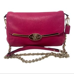 Coach New York pink Madison leather small chain crossbody bag